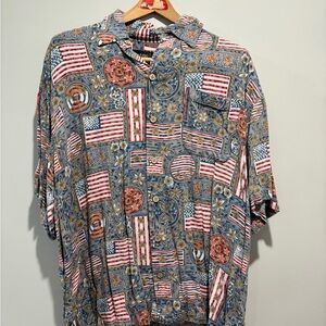 Patriotic Patterned Casual Button Down Shirt